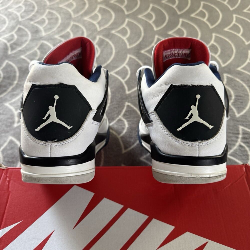 Jordan Air Jordan 4 Retro White Navy Black Men's Sneaker Size 10 - Picture 4 of 16